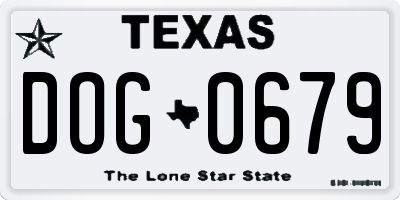 TX license plate DOG0679