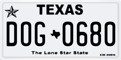 TX license plate DOG0680