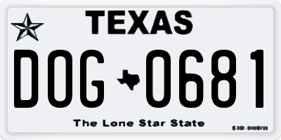 TX license plate DOG0681
