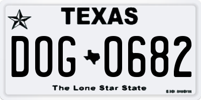 TX license plate DOG0682