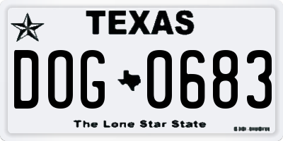 TX license plate DOG0683