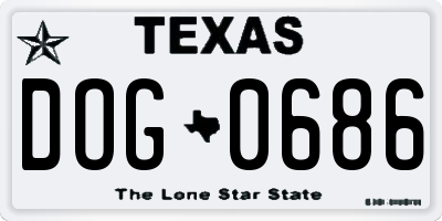 TX license plate DOG0686