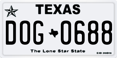 TX license plate DOG0688
