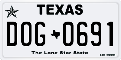 TX license plate DOG0691