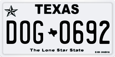 TX license plate DOG0692