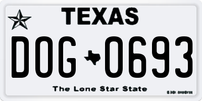 TX license plate DOG0693