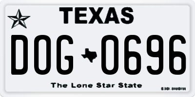 TX license plate DOG0696