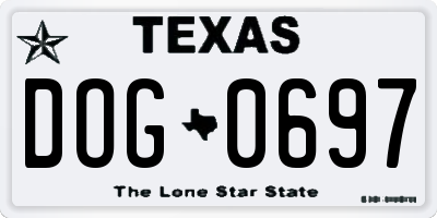 TX license plate DOG0697