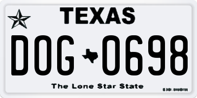 TX license plate DOG0698