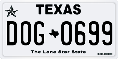 TX license plate DOG0699