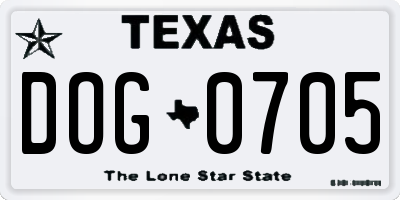 TX license plate DOG0705
