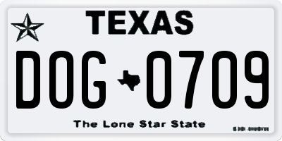 TX license plate DOG0709