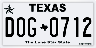 TX license plate DOG0712