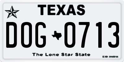 TX license plate DOG0713