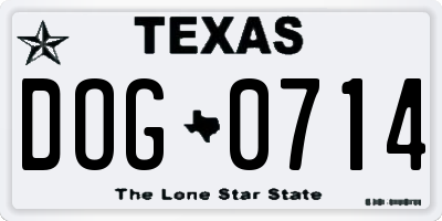 TX license plate DOG0714