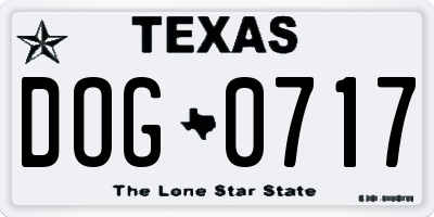 TX license plate DOG0717