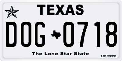 TX license plate DOG0718