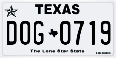 TX license plate DOG0719