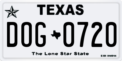 TX license plate DOG0720