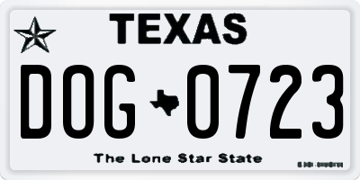 TX license plate DOG0723