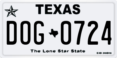 TX license plate DOG0724