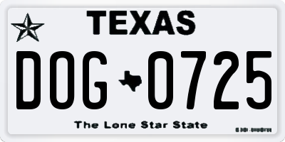 TX license plate DOG0725