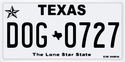 TX license plate DOG0727