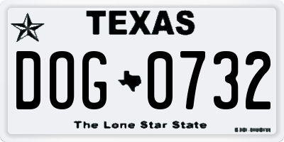 TX license plate DOG0732