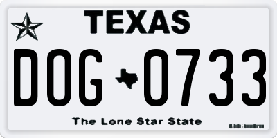 TX license plate DOG0733