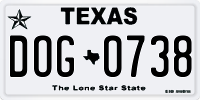 TX license plate DOG0738