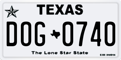 TX license plate DOG0740