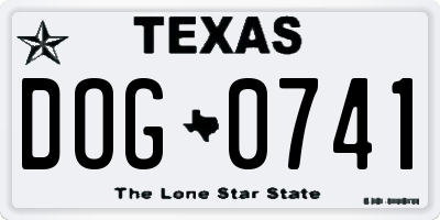 TX license plate DOG0741