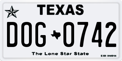 TX license plate DOG0742