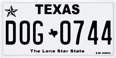 TX license plate DOG0744
