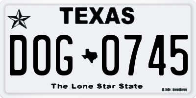 TX license plate DOG0745