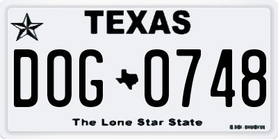 TX license plate DOG0748