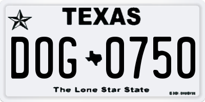 TX license plate DOG0750