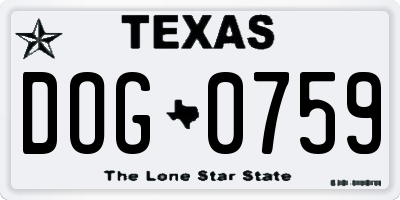 TX license plate DOG0759