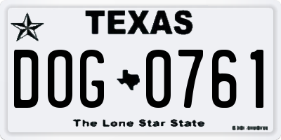 TX license plate DOG0761