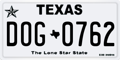 TX license plate DOG0762