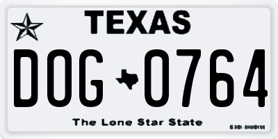TX license plate DOG0764