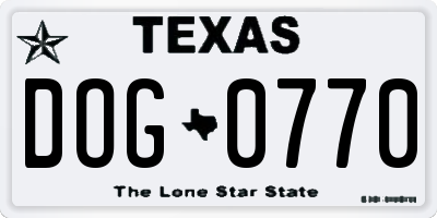 TX license plate DOG0770