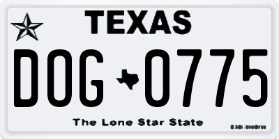 TX license plate DOG0775