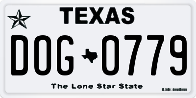 TX license plate DOG0779