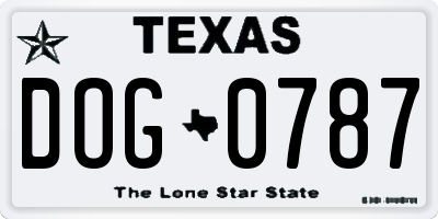 TX license plate DOG0787