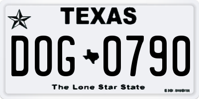 TX license plate DOG0790