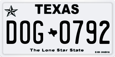 TX license plate DOG0792