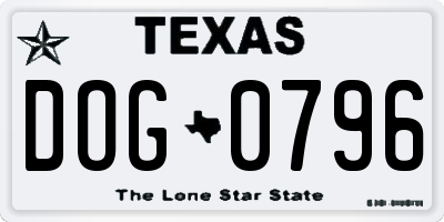 TX license plate DOG0796