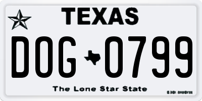 TX license plate DOG0799