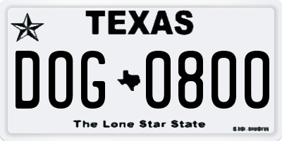 TX license plate DOG0800